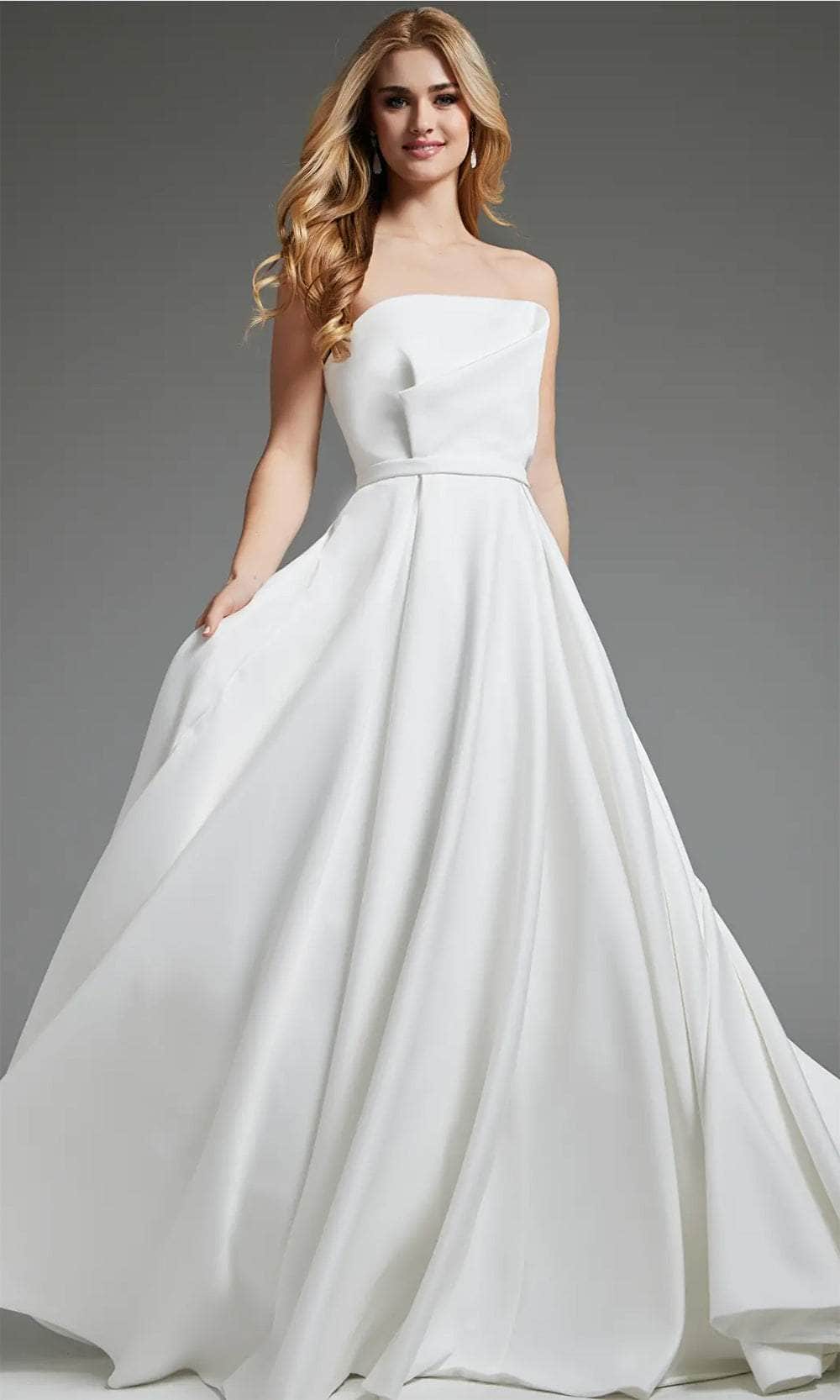 Jovani JB40599 - Strapless Pleated A-Line Bridal Gown - designer wedding dress at Silhouette Dresses