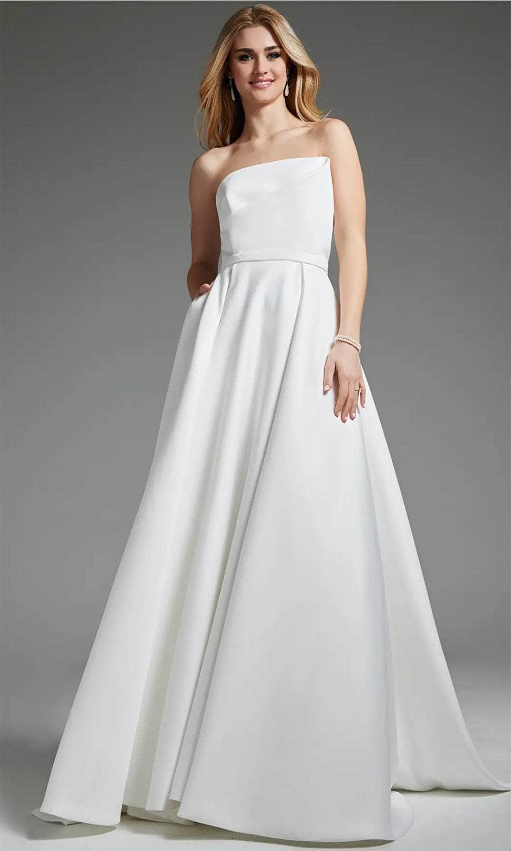 Jovani JB40599 - Strapless Pleated A-Line Bridal Gown - detail view