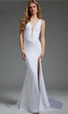 Jovani JB40782 - Plunging Neckline Corset Bridal Gown - detail view