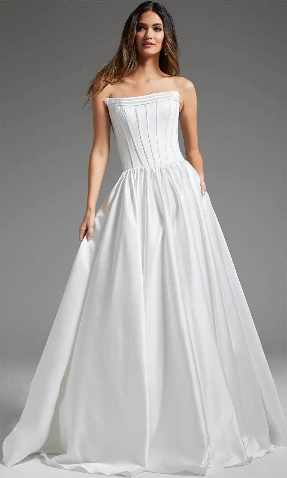 Jovani JB40784 - Corset Bodice Straight-Across Bridal Gown - designer wedding dress at Silhouette Dresses