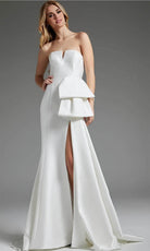 Jovani JB40791 - V-Neck Seamed High Slit Bridal Gown - detail view