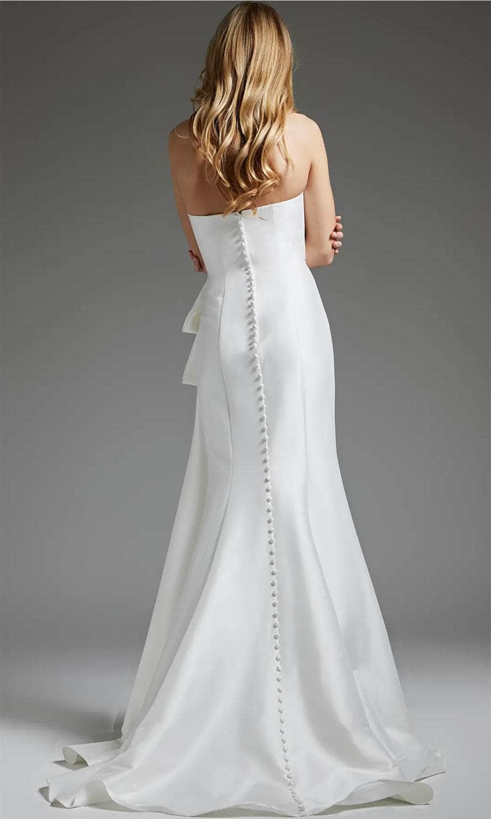 Jovani JB40791 - V-Neck Seamed High Slit Bridal Gown - back view