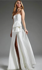 Jovani JB40791 - V-Neck Seamed High Slit Bridal Gown - view 8