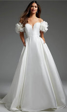 Jovani JB40795 - Off Shoulder Pleated A-Line Bridal Gown - designer wedding dress at Silhouette Dresses