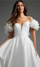 Jovani JB40795 - Off Shoulder Pleated A-Line Bridal Gown - back view