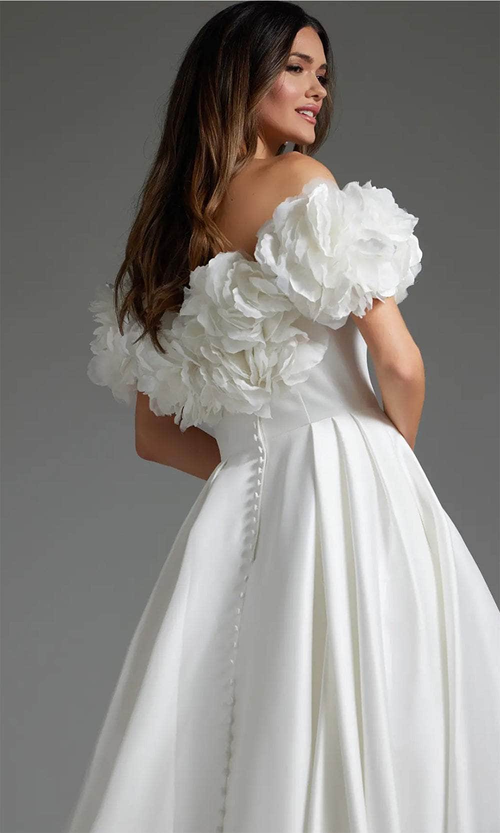 Jovani JB40795 - Off Shoulder Pleated A-Line Bridal Gown - detail view
