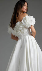 Jovani JB40795 - Off Shoulder Pleated A-Line Bridal Gown - detail view