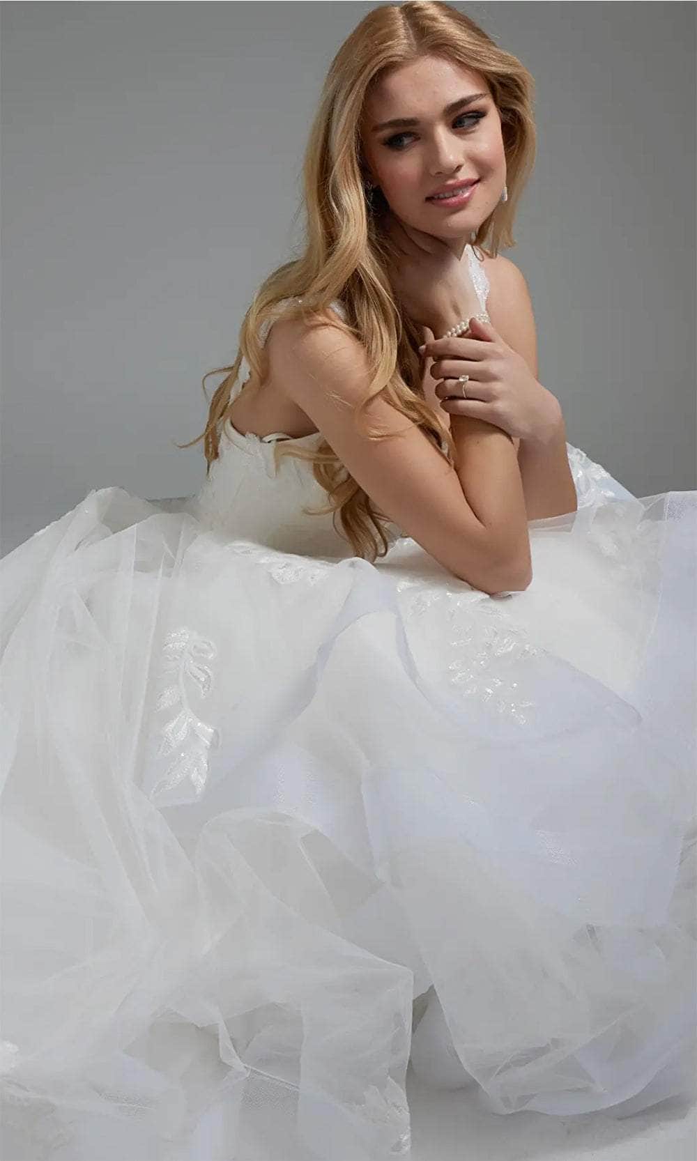 Jovani JB41002 - Sleeveless Sequin Appliqued Bridal Gown - detail view
