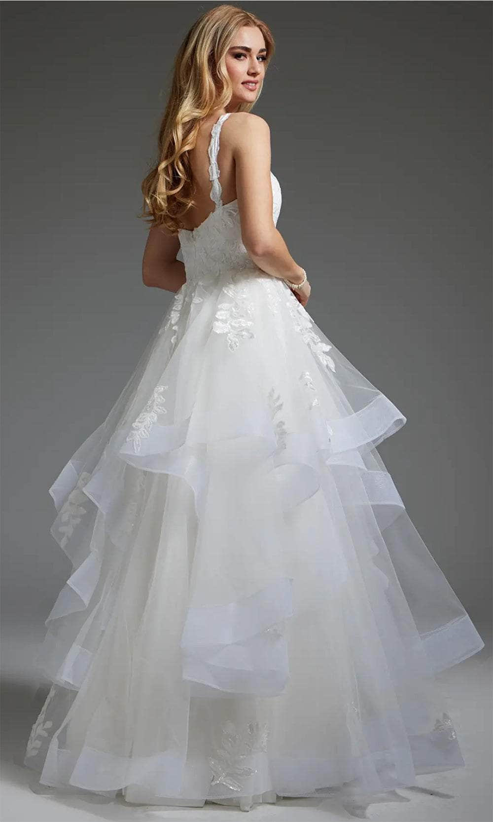Jovani JB41002 - Sleeveless Sequin Appliqued Bridal Gown - back view