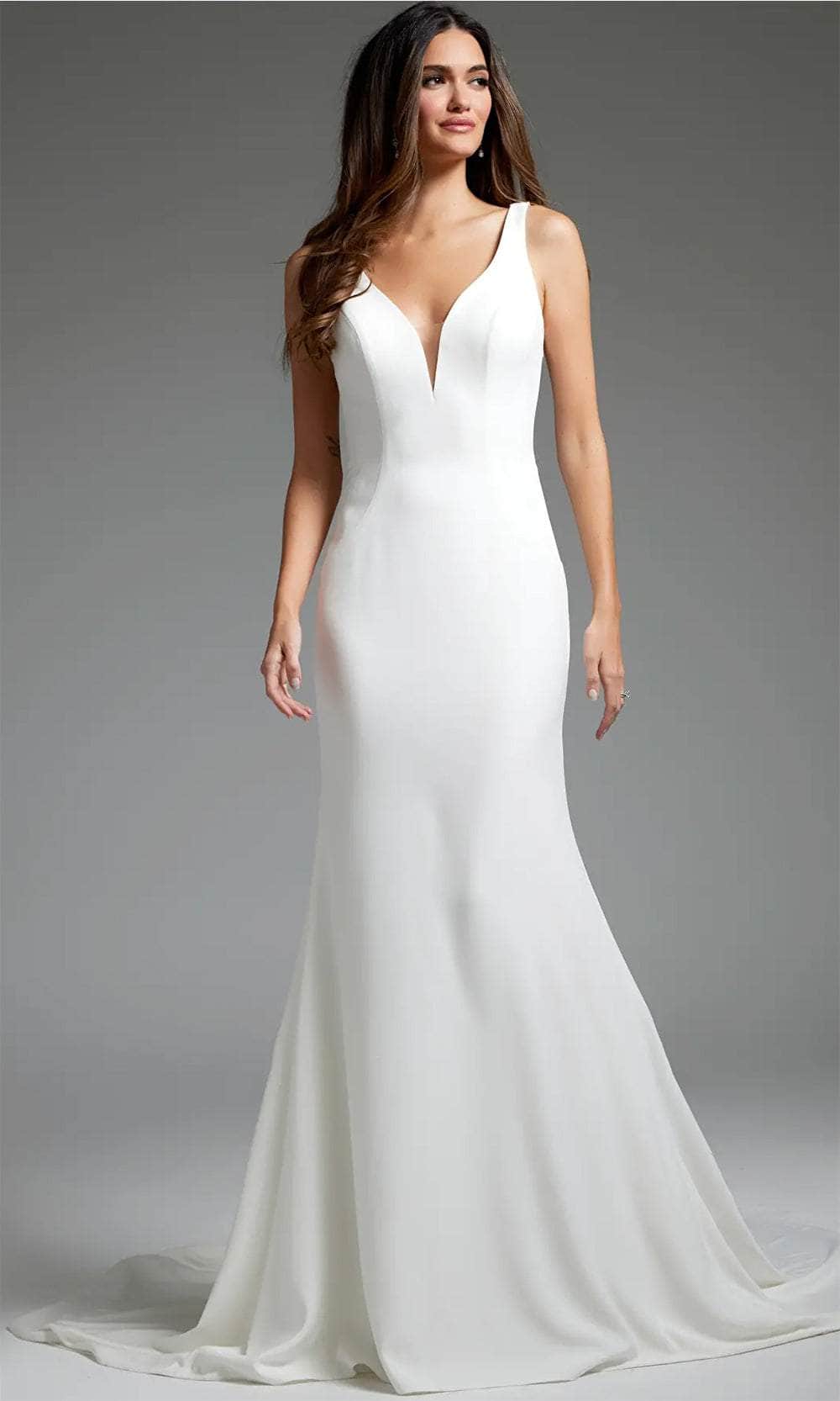Jovani JB42222 - Lace Square Back Bridal Gown - back view