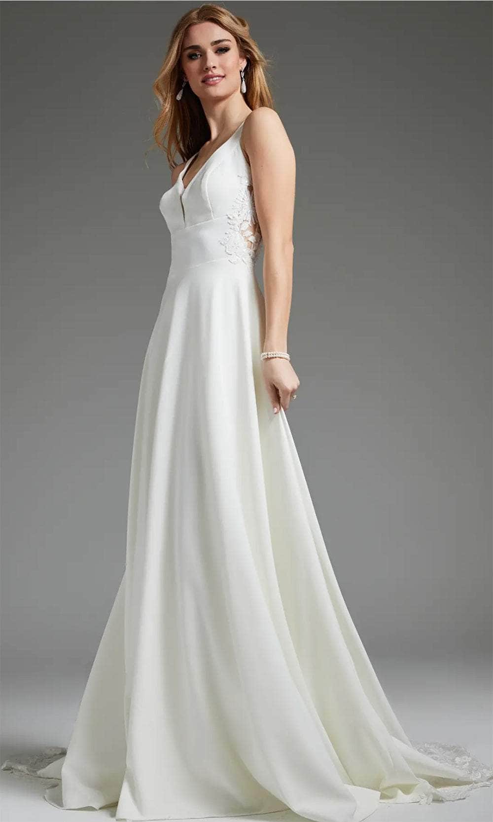 Jovani JB42294 - Beaded Lace Illusion Back Bridal Gown - view 5