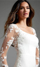 Jovani JB42297 - Leaf Appliqued Square Neck Bridal Gown - view 7