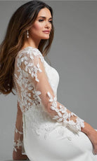 Jovani JB42297 - Leaf Appliqued Square Neck Bridal Gown - detail view