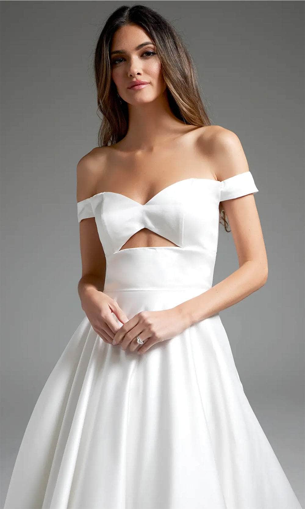Jovani JB42626 - Off Shoulder Front Cutout Bridal Gown - back view