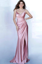 Jovani 03104 - Cowl Neck Ruched Simple Prom Dress - back view
