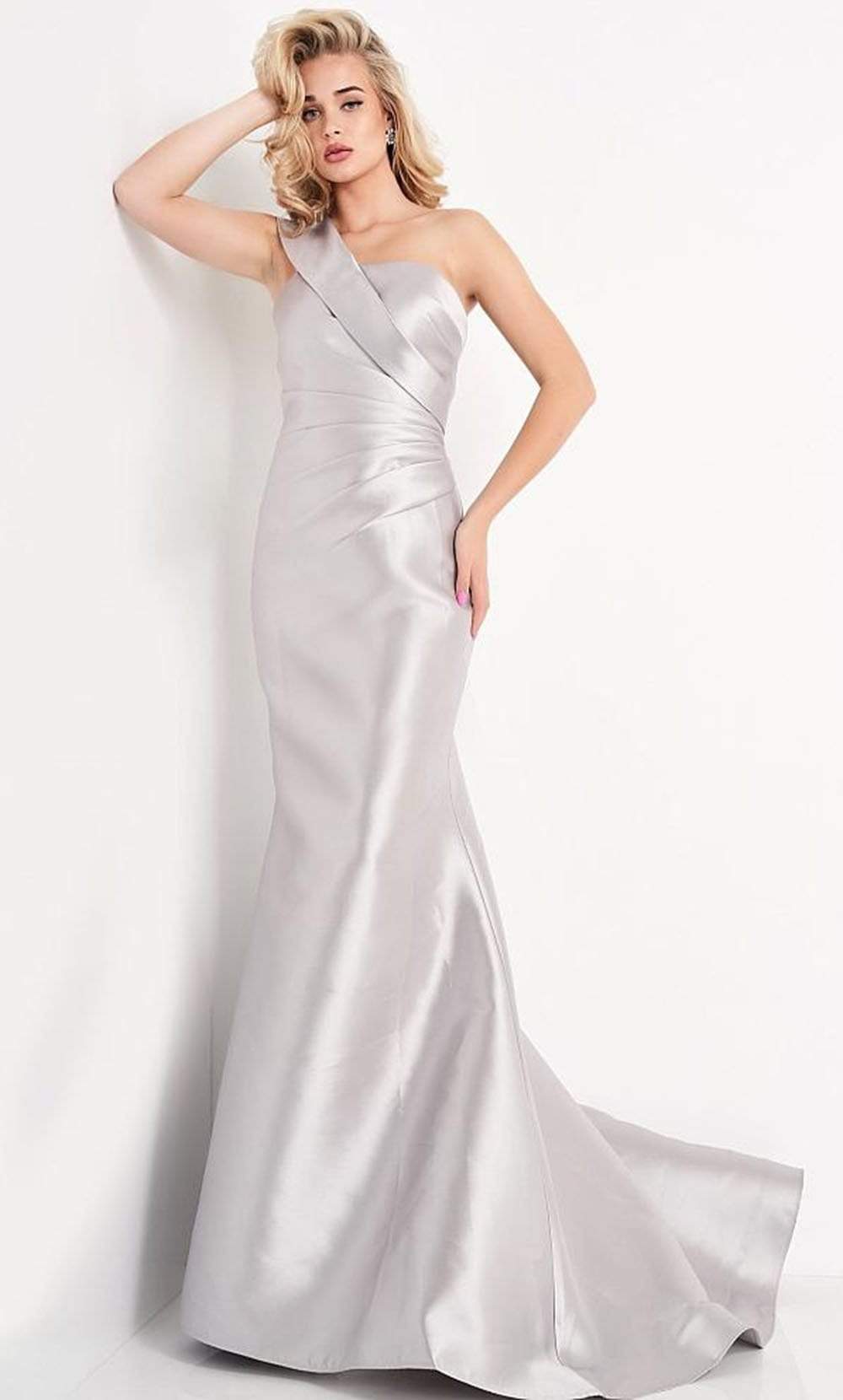 Jovani 04723 - Pleated Bodice One Shoulder Mermaid Gown - designer prom dress at Silhouette Dresses
