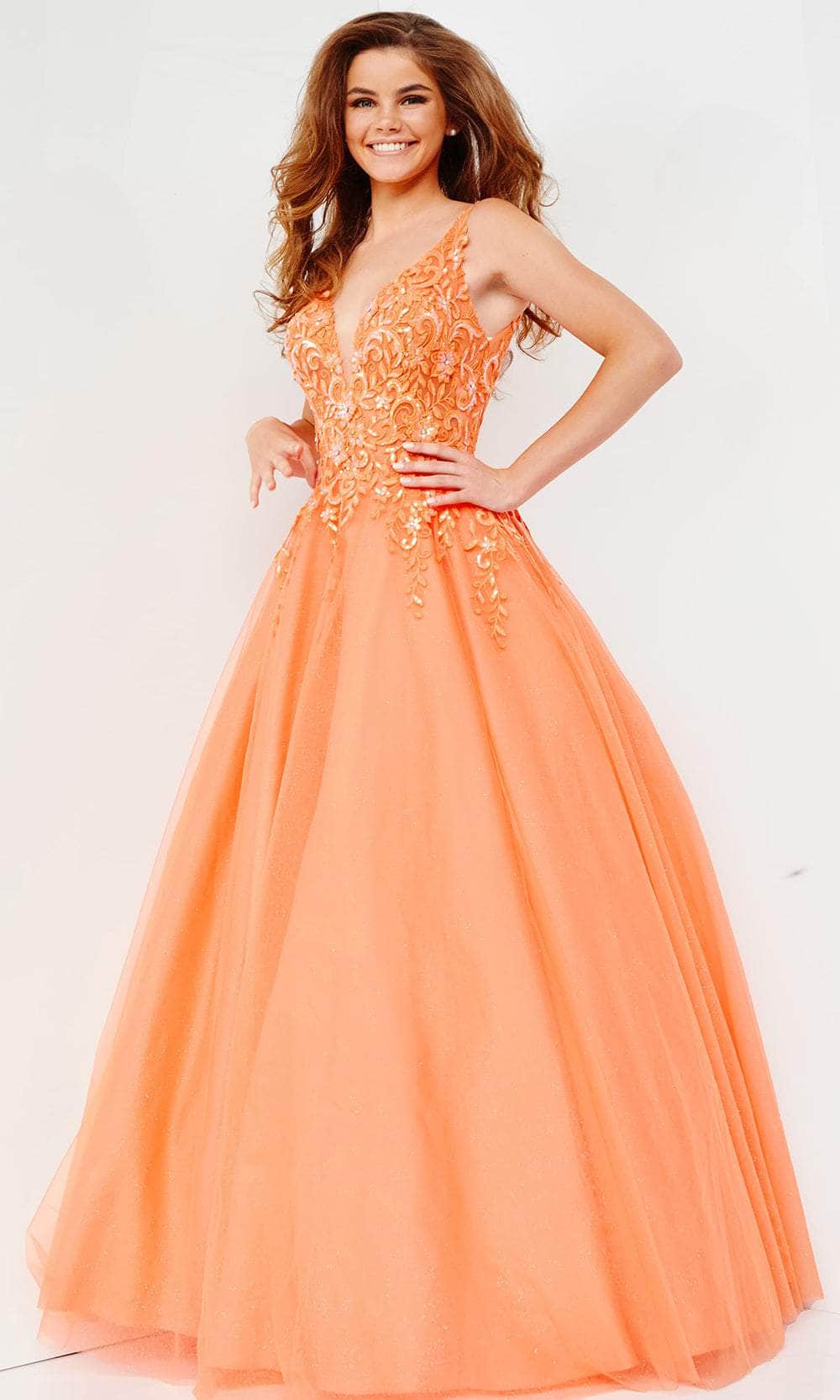 Jovani 22831 - Lace Applique A-Line Prom Gown - back view