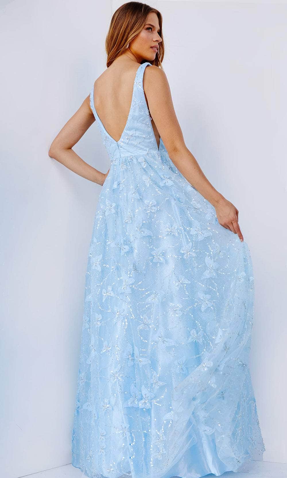 Jovani 24182 - V-Neck Butterfly Applique Prom Gown - detail view
