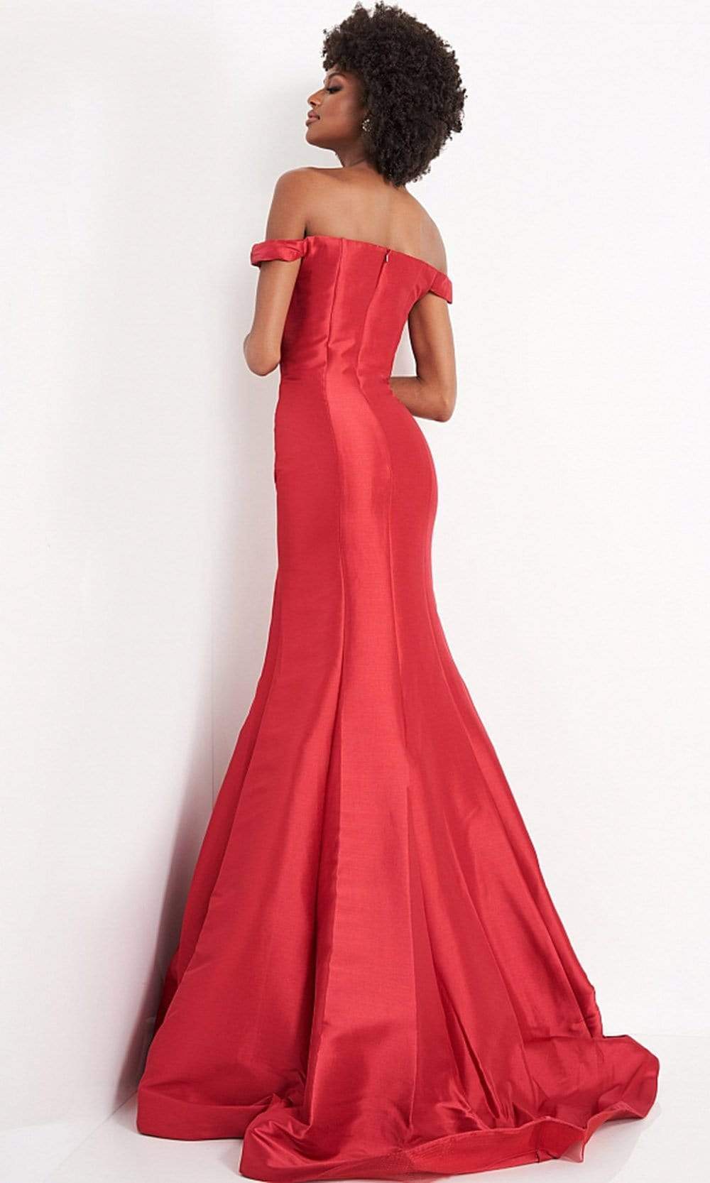 JVN by Jovani JVN3245 - Off-Shoulder Long Mermaid Dress - back view