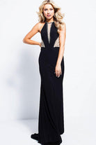 JVN by Jovani - JVN54578 Embellished High Halter Sheath Dress - view 4