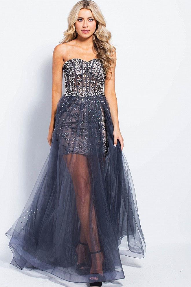 JVN by Jovani - JVN55886 Strapless Embellished Sweetheart A-line Dress - designer prom dress at Silhouette Dresses