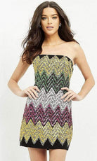 Jovani - M05036 Zigzag Embellished Colorful Dress - back view