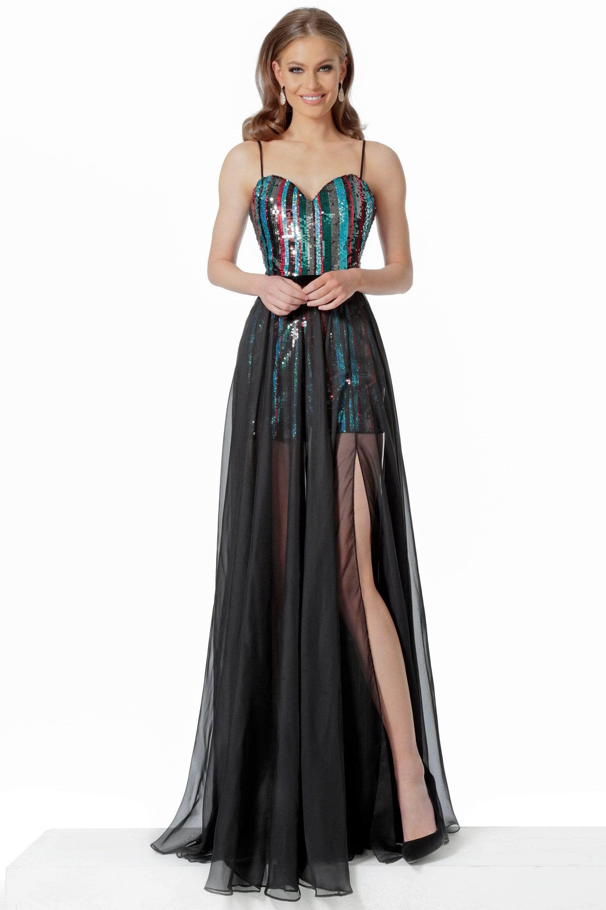 Jovani - Sleeveless Sheer A-Line Prom Dress 66297SC - designer prom dress at Silhouette Dresses