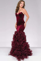 Jovani - Strapless Velvet Mermaid Prom Dress 46609 - 1 pc Rose/Gold In Size 8 Available - designer prom dress at Silhouette D