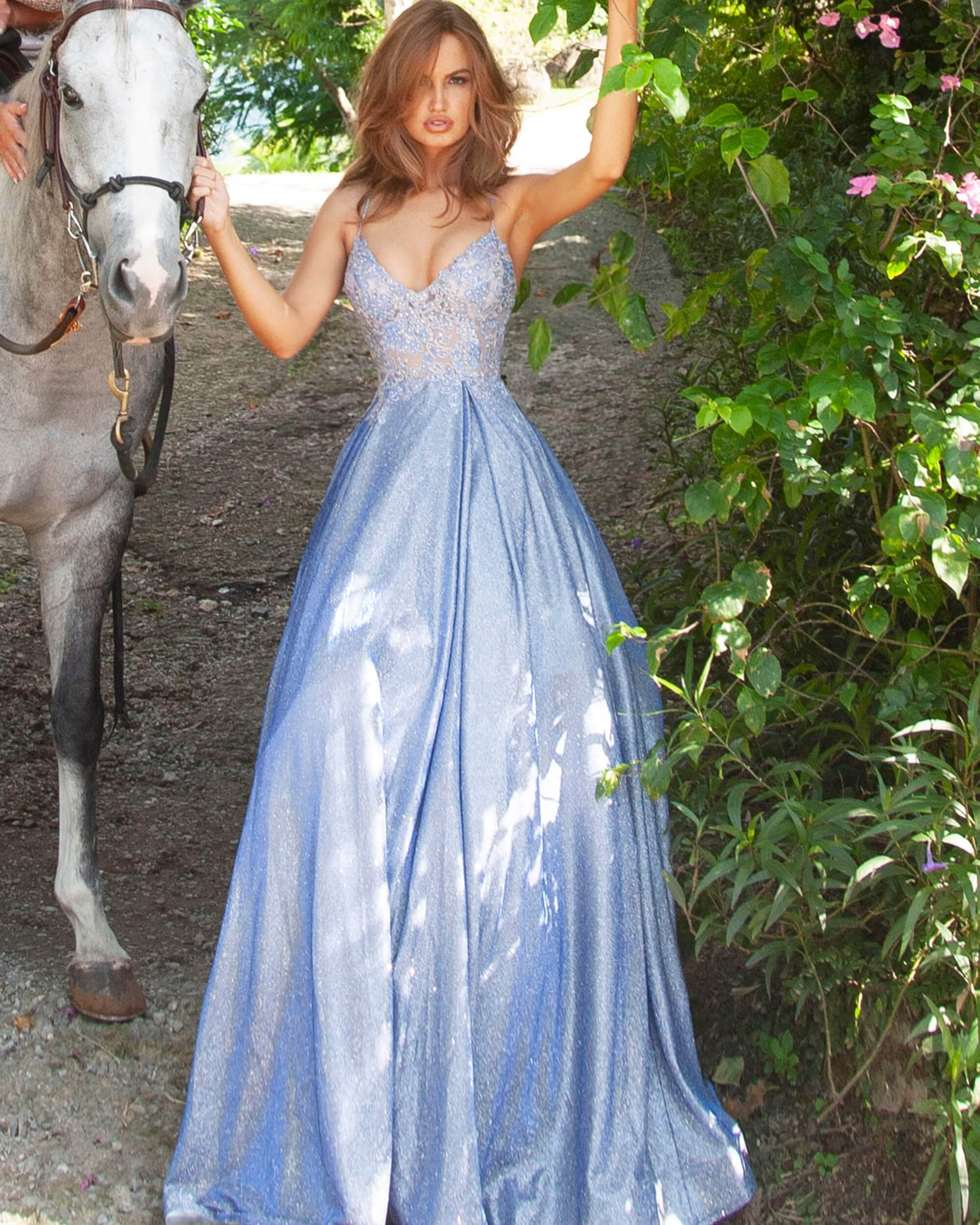 Jovani 06644 - Long Embroidered Lace A-Line Gown - view 7