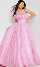 JVN by Jovani JVN26209 - Ruffled Neck Strapless Ballgown - detail view