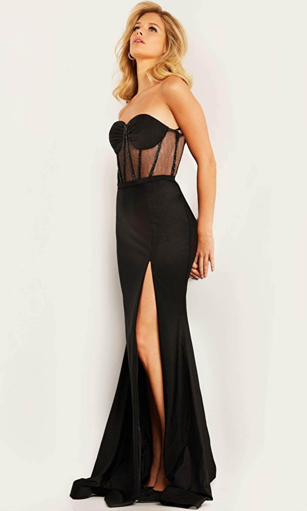 Jovani 37527 - Strapless Illusion Bodice Evening Gown - detail view