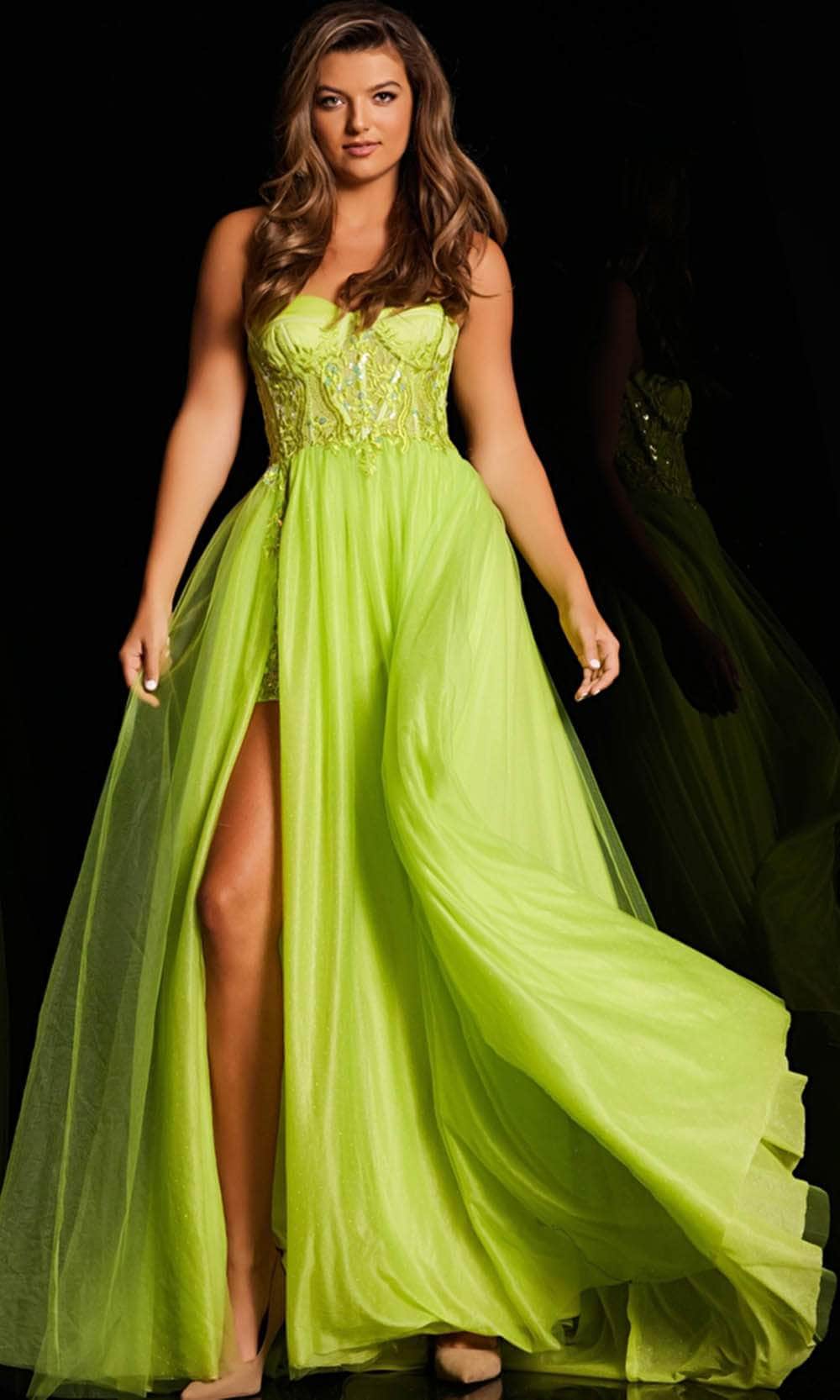 JVN by Jovani JVN38656 - Embroidered Strapless Ballgown - designer ball gown at Silhouette Dresses