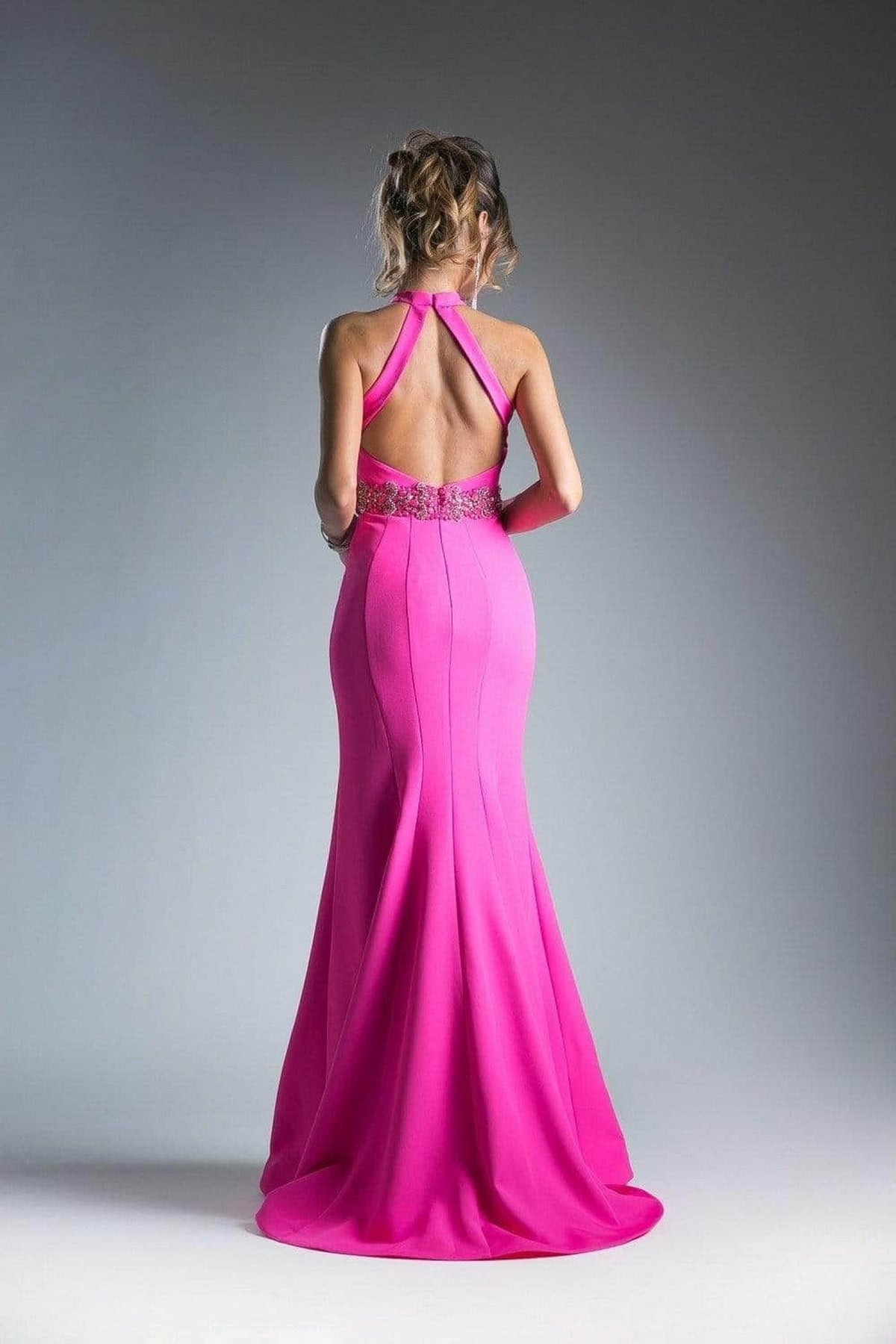Ladivine 11978 - Scuba Mermaid Dress Halter Neck Evening Gown