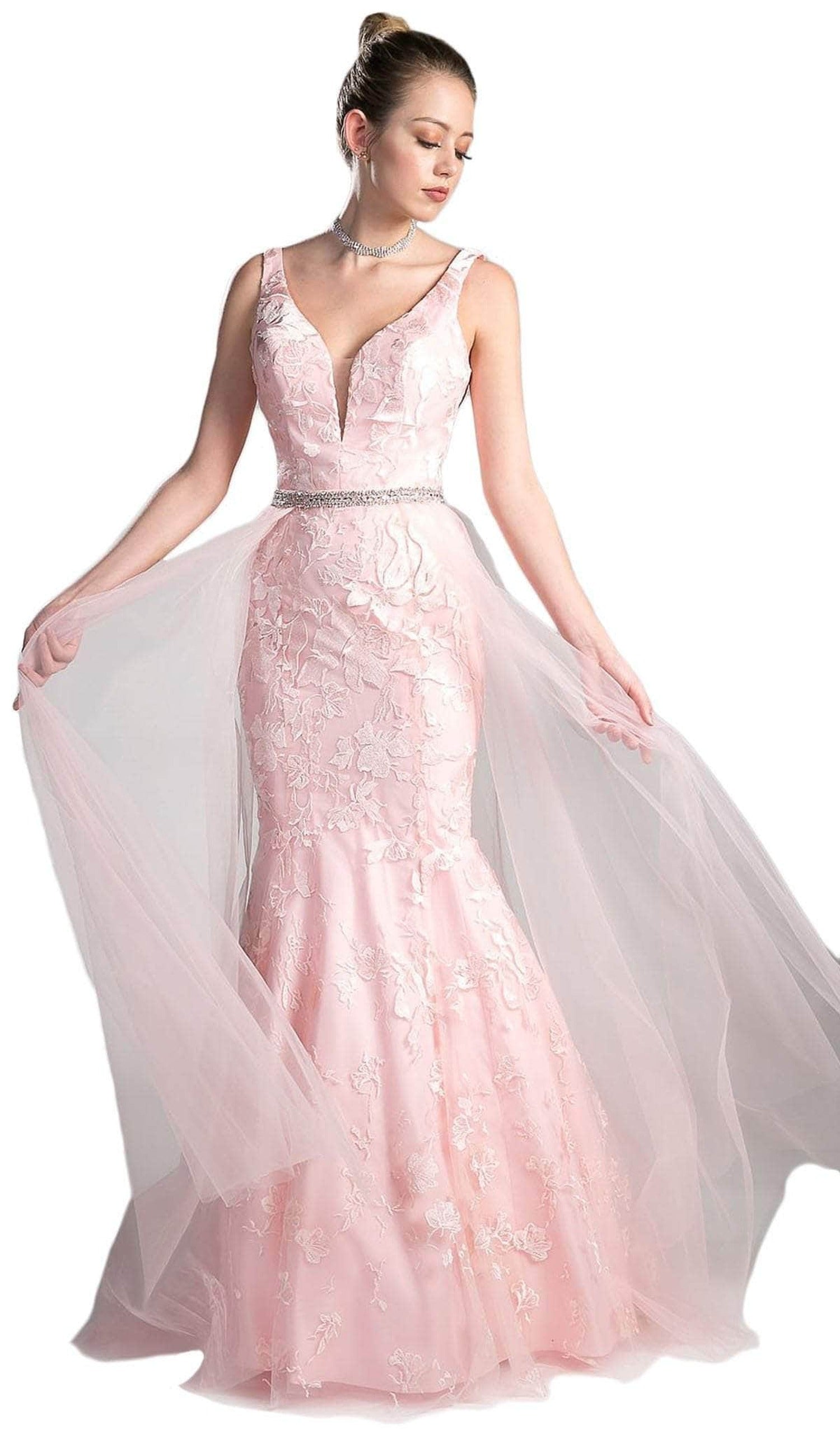 Ladivine 13287 - Lace Appliques and Overlay Prom Dress