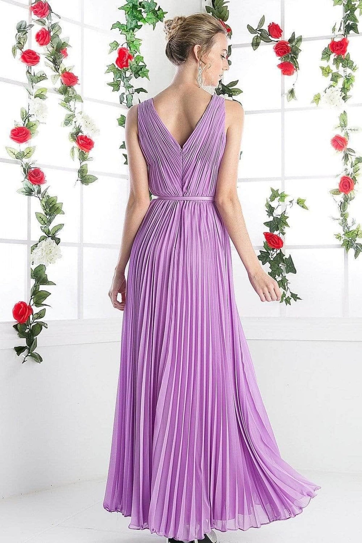 Ladivine 1499 - Sleeveless V-Neck A-Line Dress