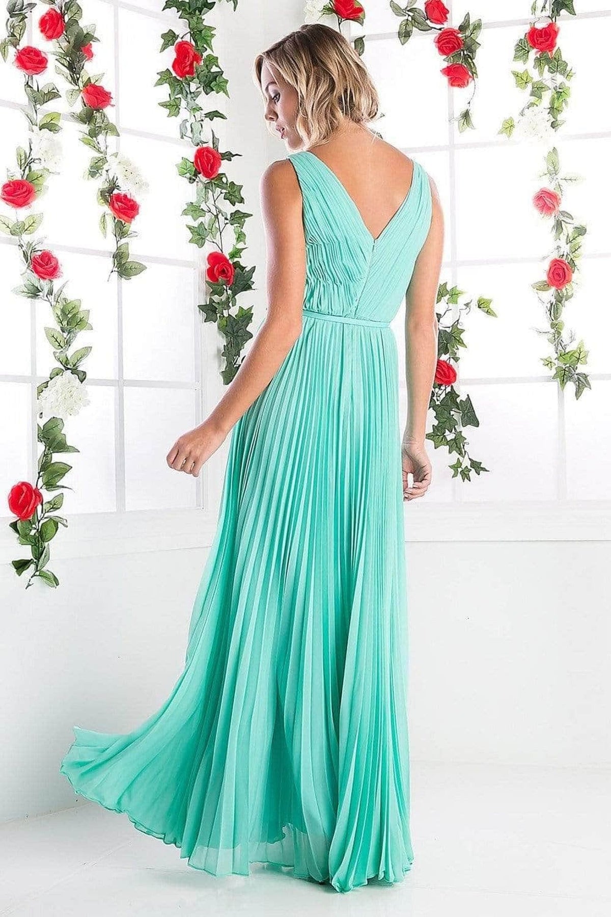 Ladivine 1499 - Sleeveless V-Neck A-Line Dress