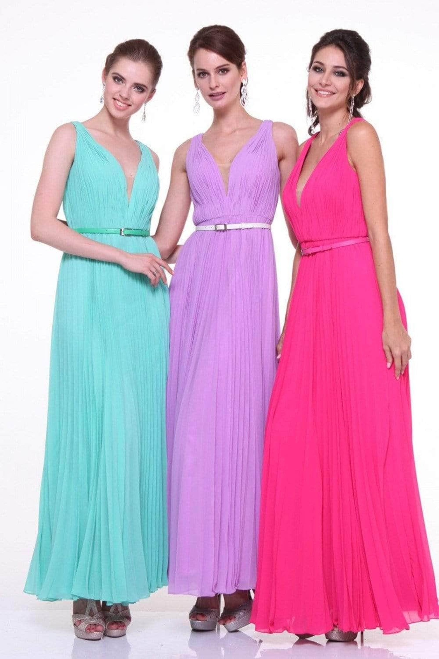 Ladivine 1499 - Sleeveless V-Neck A-Line Dress