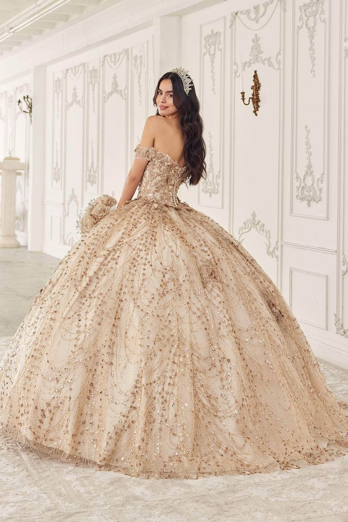 Ladivine 15712 - Glitter Off Shoulder Ballgown
