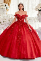 Ladivine 15717 - Floral Accented Ballgown - Silhouette Dresses