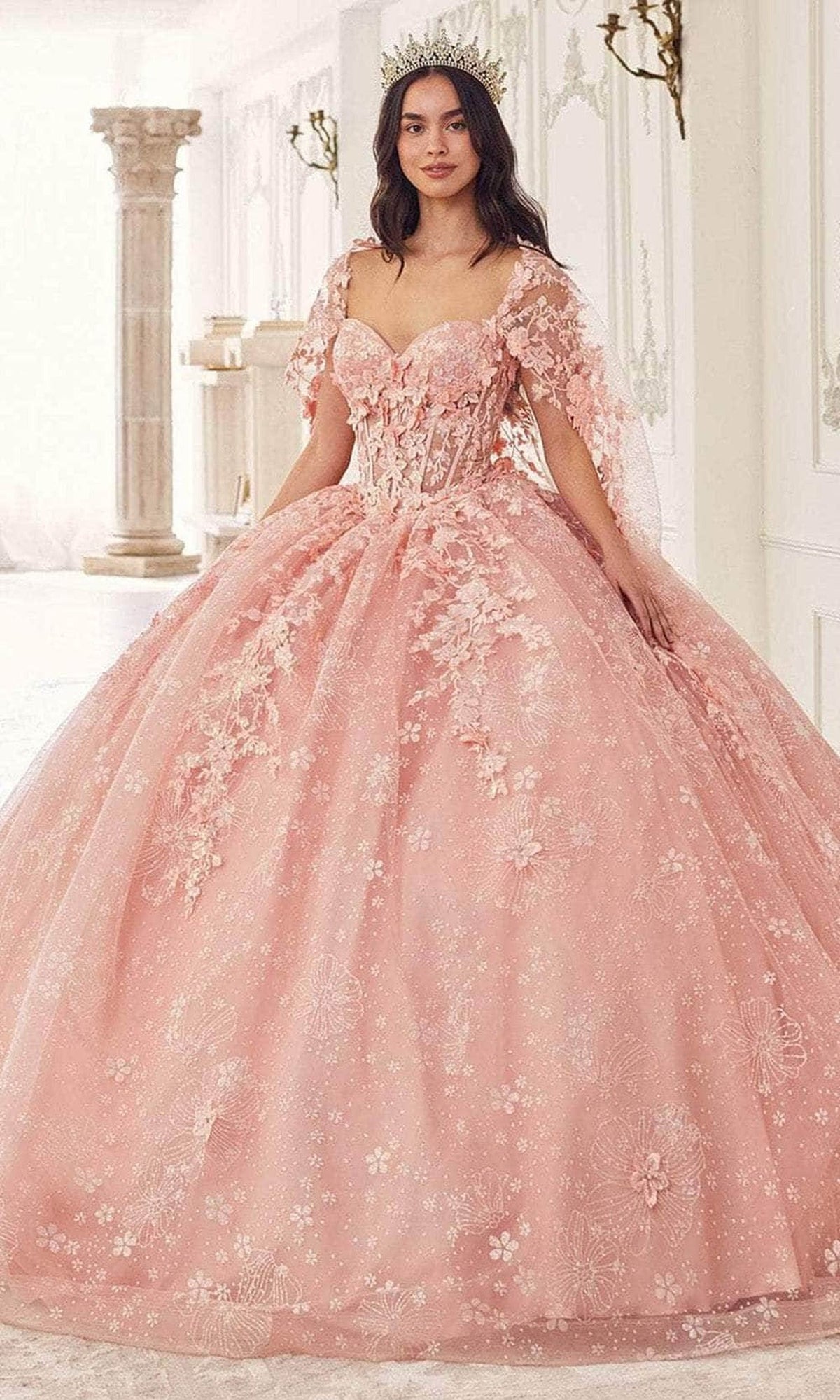 Ladivine 15719 - Applique Ornate Ballgown