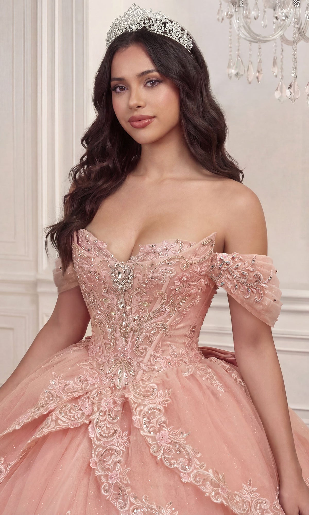 Ladivine 15729 Off Shoulder Embroidered Quinceanera Dress