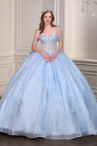 Ladivine 15735 - Off Shoulder Beaded Corset Ballgown - Silhouette Dresses