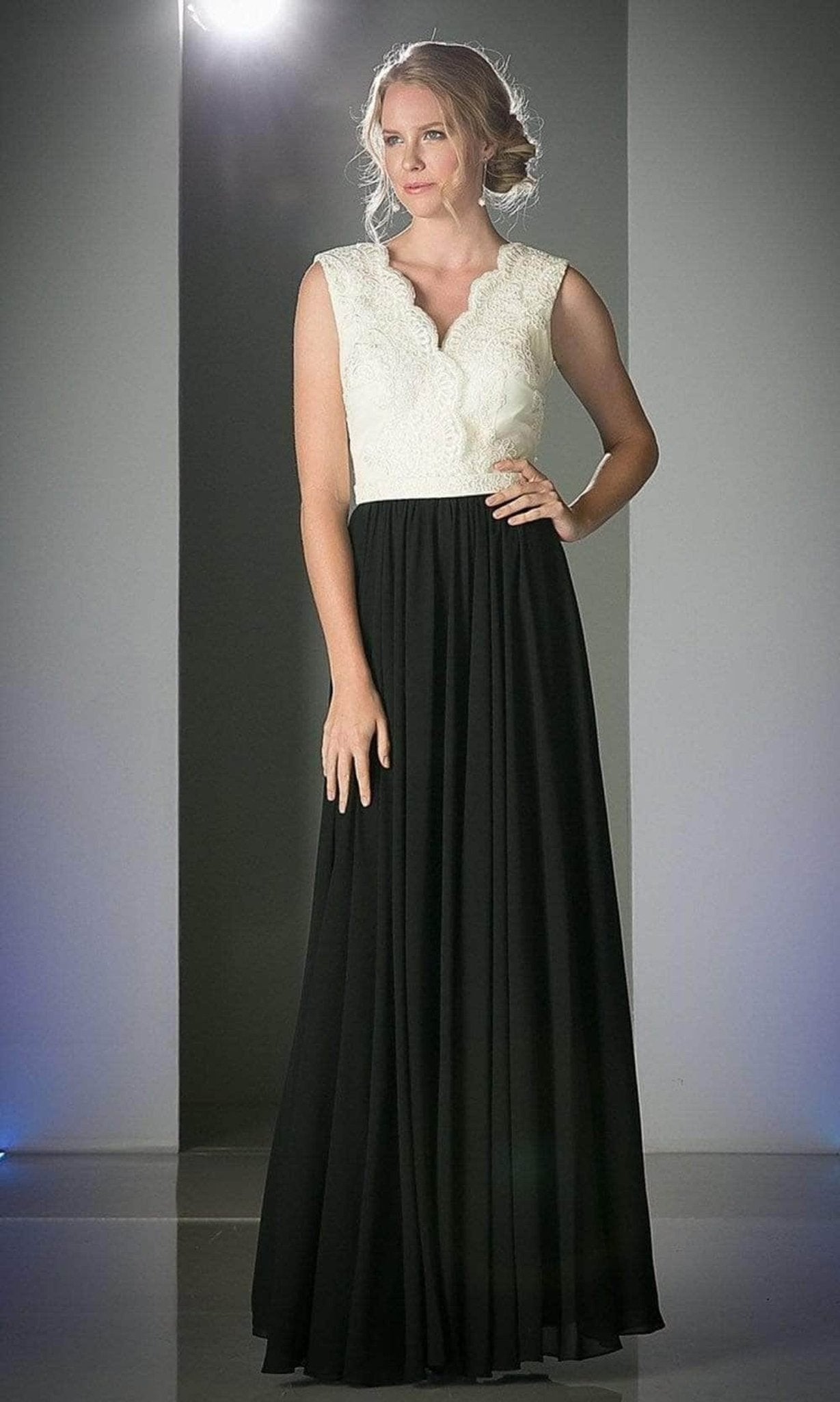 Ladivine 1965 - V Neck Lace Scalloped A-line Dress - Silhouette Dresses