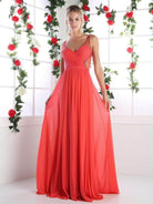 Ladivine 5061 - Crisscrossed Adorned Illusion Panel Gown