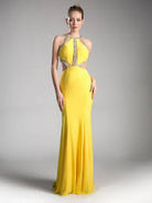 Ladivine 62139 - Bedazzled Halter Neck Sheath Dress