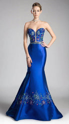 Ladivine 62211 - Two Piece Strapless Beaded Mermaid Dress