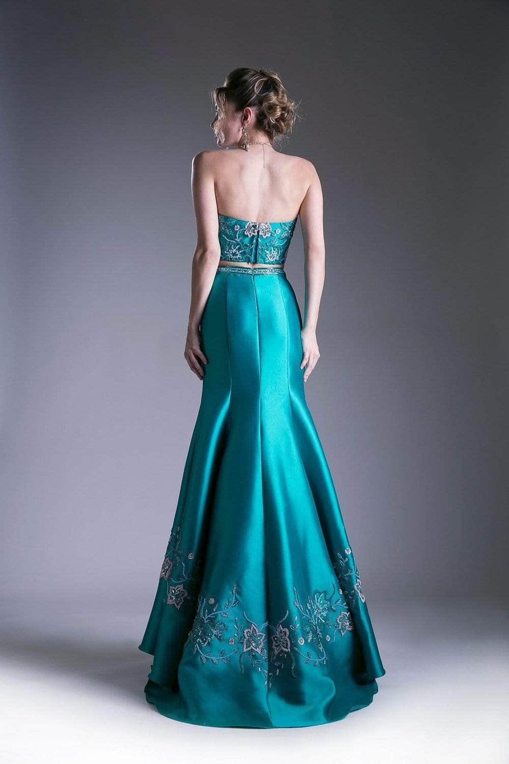Ladivine 62211 - Two Piece Strapless Beaded Mermaid Dress