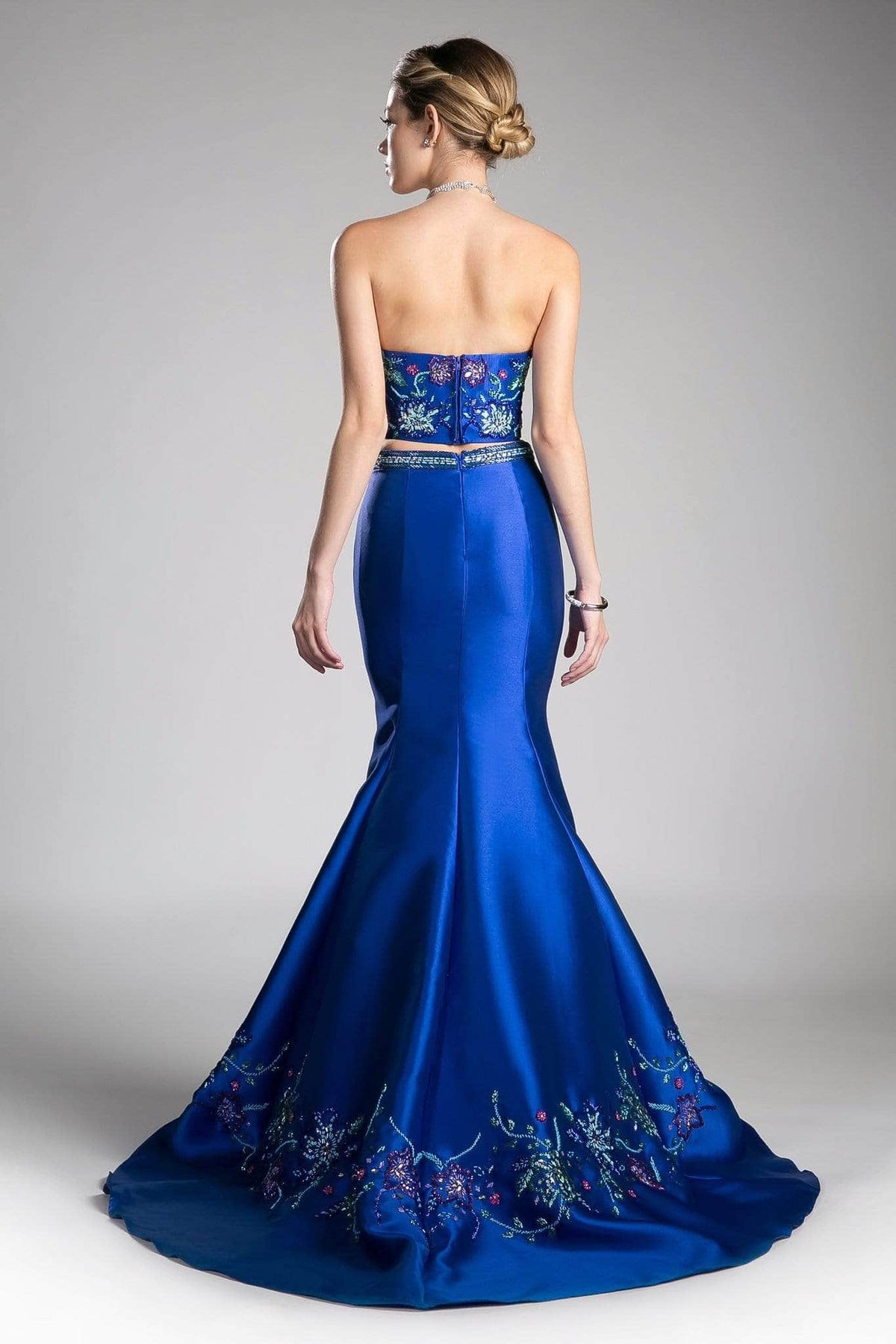 Ladivine 62211 - Two Piece Strapless Beaded Mermaid Dress