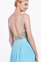 Ladivine 71190 - Sheer Long Bell Sleeves Beaded Chiffon Long Gown