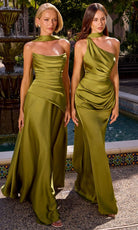 Ladivine 7432 Strapless Ruched Satin Dress
